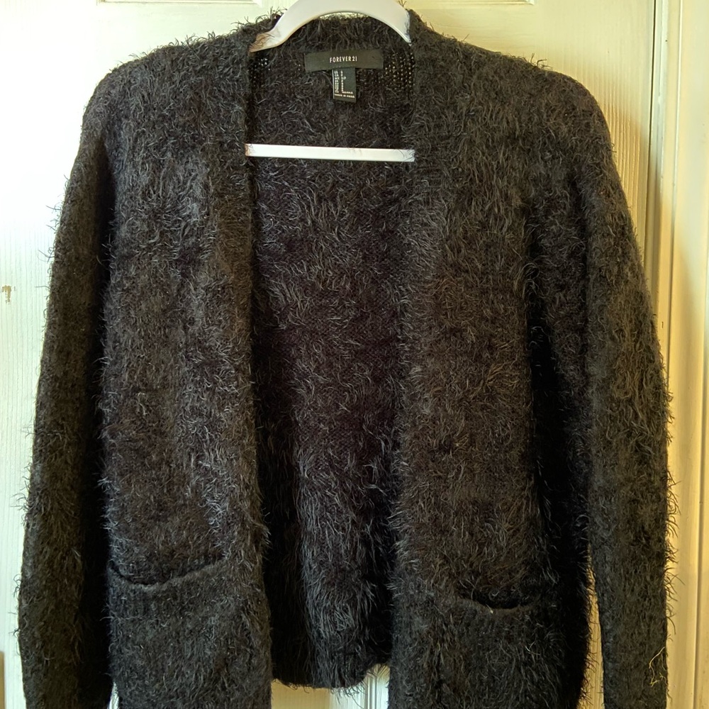Charcoal Fuzzy Cardigan